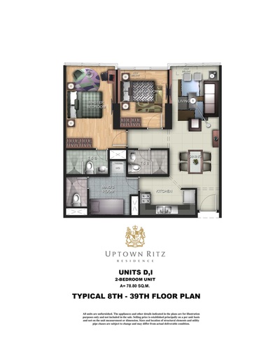 Uptown Ritz Residence - Typical Floor Plan. 78.8 sqm 2BR unit