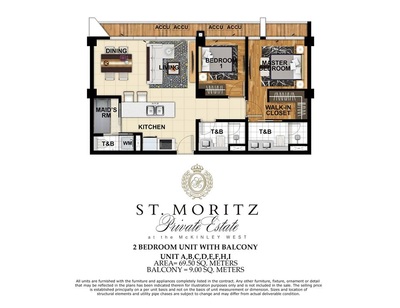 St Moritz Mckinley West Preselling Condominium by Megaworld Corp - 2 bedroom unit for sale (78sqm)