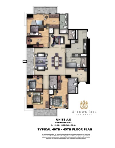 Uptown Ritz Residence - Penthouse Level. 182.6 sqm 4BR w Balcony