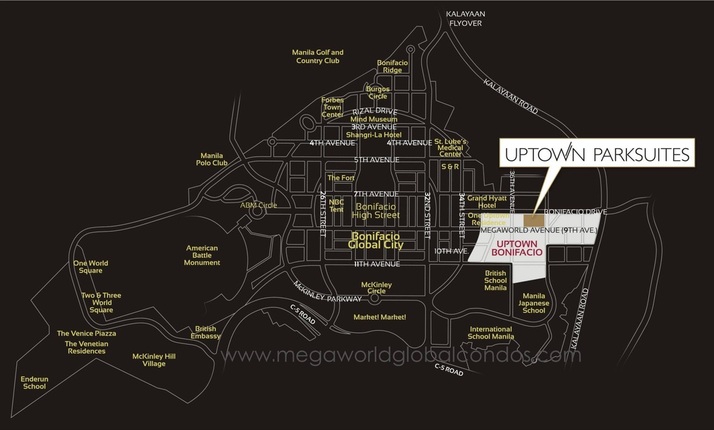 Fort Bonifacio Map for Uptown Bonifacio township by Megaworld Corporation