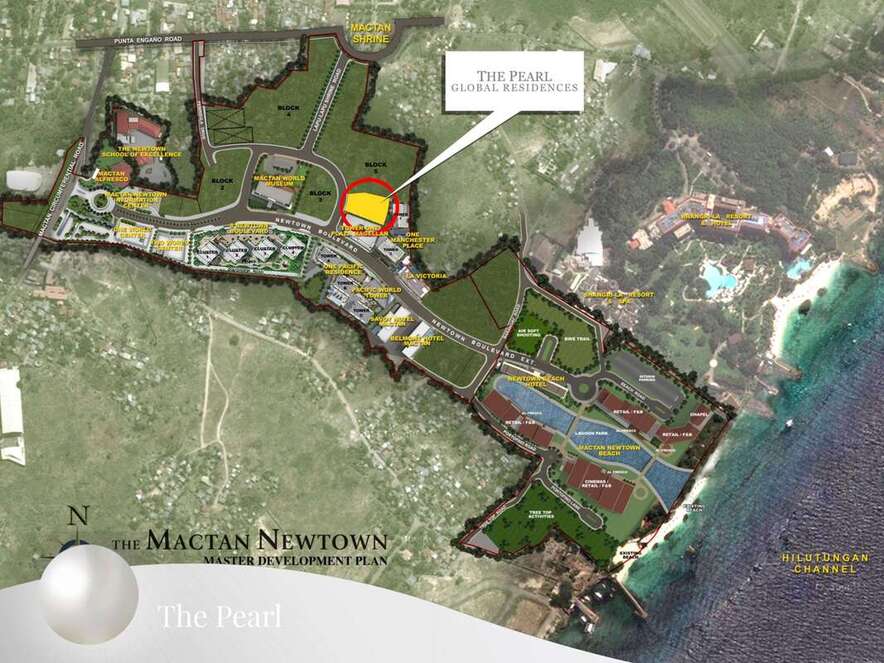 Mactan Newtown Cebu Township site map Megaworld - The Pearl Global Residences, La Victoria, One Manchester Place, One Pacific Place, 8 Newtown